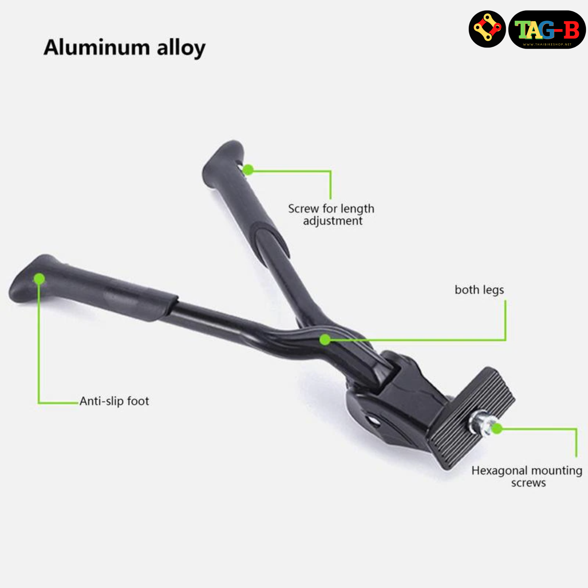 ขาตั้งจักรยานตรงกลางแบบเตะรวบ TAG-B ปรับได้ สำหรับล้อ 16-18-20-26-27.5นิ้ว