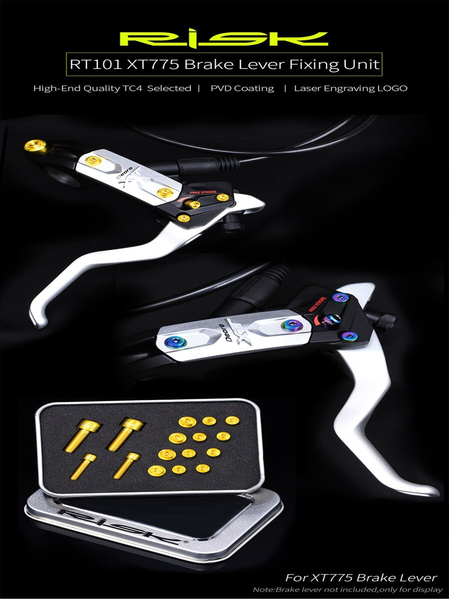 ชุดน็อตไทเทเนี่ยมแต่งจักรยาน RISK ใส่เบรค TITANIUM for Shimano XT775 (กล่องมีตำหนิ)