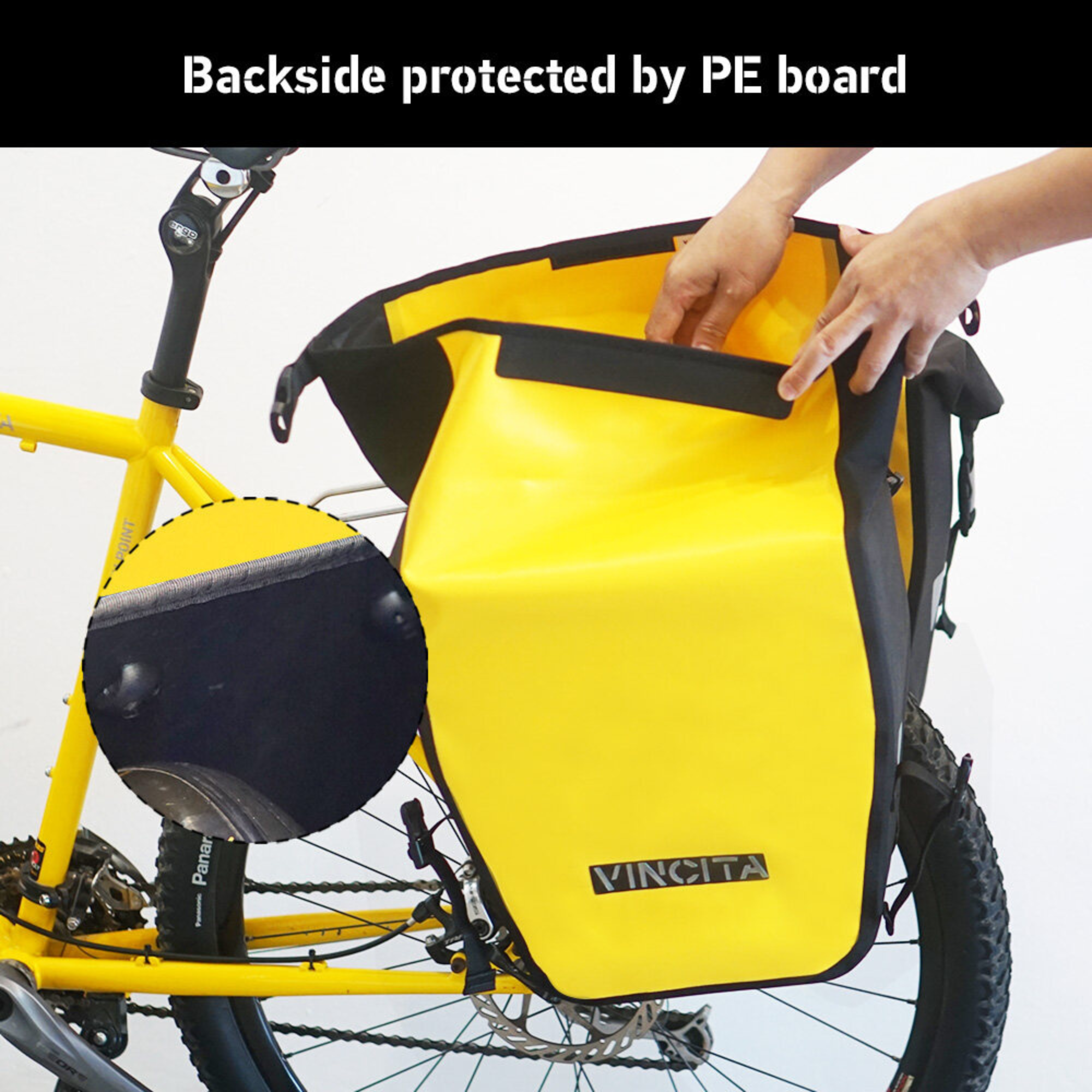 VINCITA B060WP — กระเป๋าจักรยานแพนเนียร์เดี่ยวฝาม้วน (คู่หลัง, 2 ใบ)