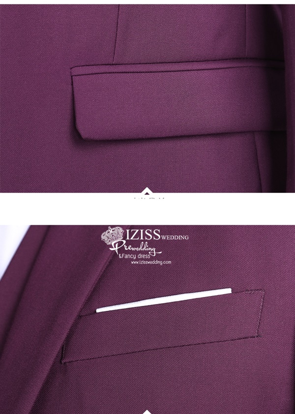 ST047- **พรีออเดอร์**สูทผู้ชายสีม่วง แบบกระดุมเดียว แขนยาว พร้อมกางเกง ชุดสูทเจ้าบ่าว สูทแฟนซี ถ่ายพรีเวดดิ้ง & ชุดแต่งงานแฟนซี (Fancy wedding dress) สูทผู้ชายสีม่วง