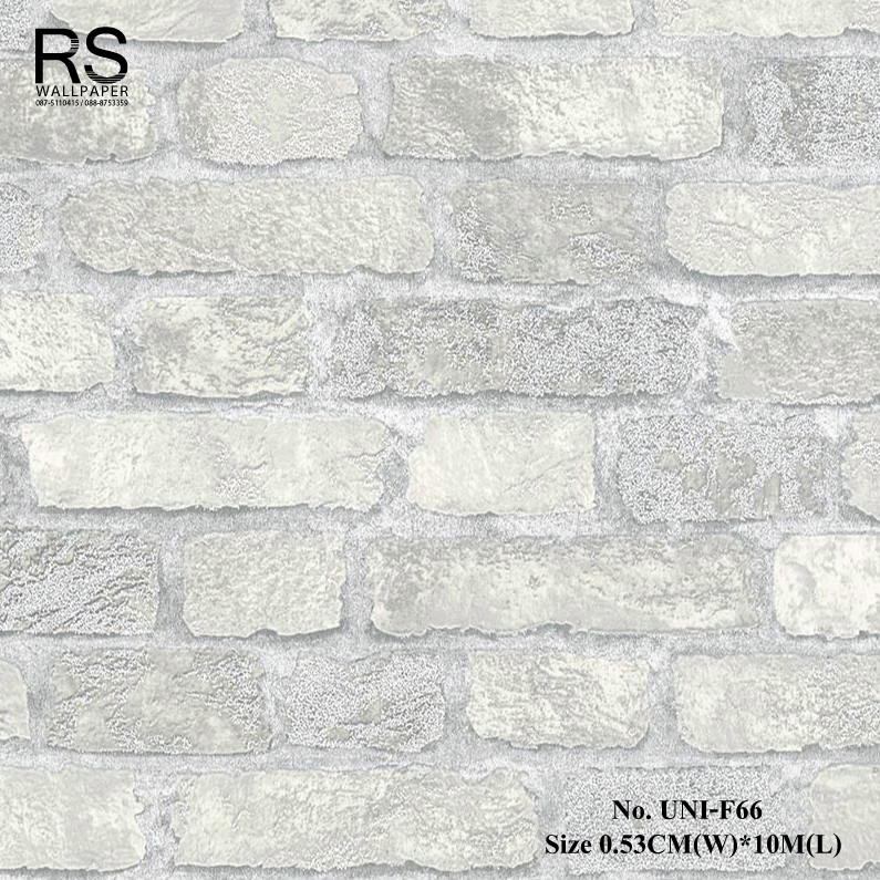 วอลเปเปอร์ติดผนัง ลายอิฐ สีเทาอ่อน No.UNI-F66