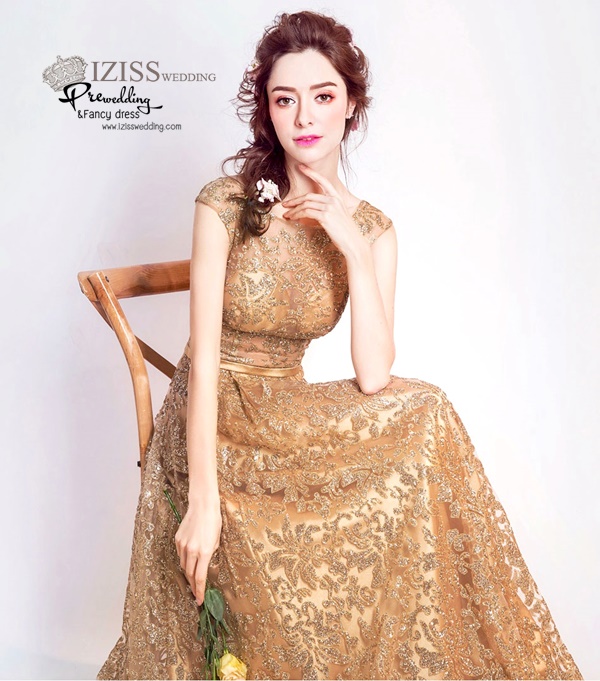 DL012 - **พรีออเดอร์** ชุดราตรี เดรสยาวออกงาน (Night party dresses) ชุดไปงานแต่งงานสวยๆ "ธีมสีโอโรส"