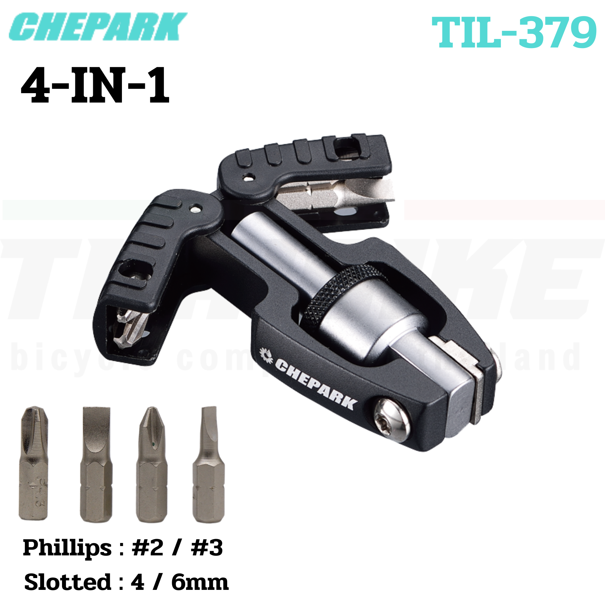 เครื่องมือซ่อมจักรยาน พกพาสะดวกแบบฟรีปรับได้ พร้อมหัว CHEPARK TIL-379 TIL-376