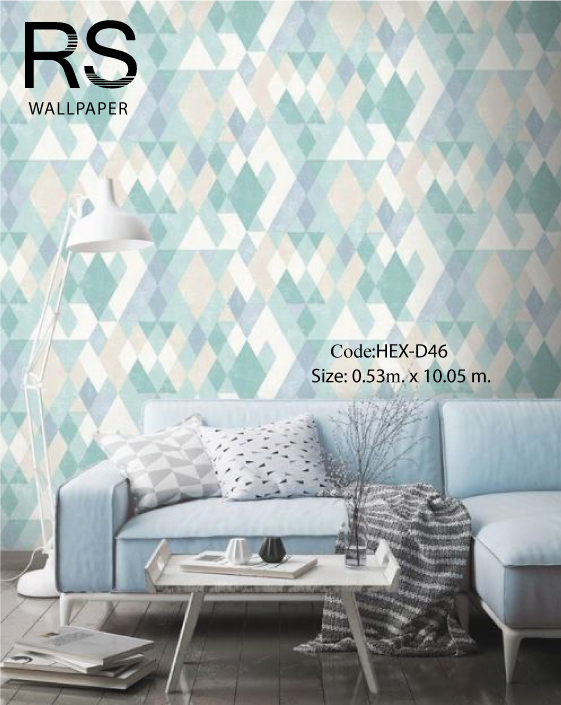 วอลเปเปอร์โมเดิร์นลาย ข้าวหลามตัด เรียงกันโทนสีฟ้า HEX-D46