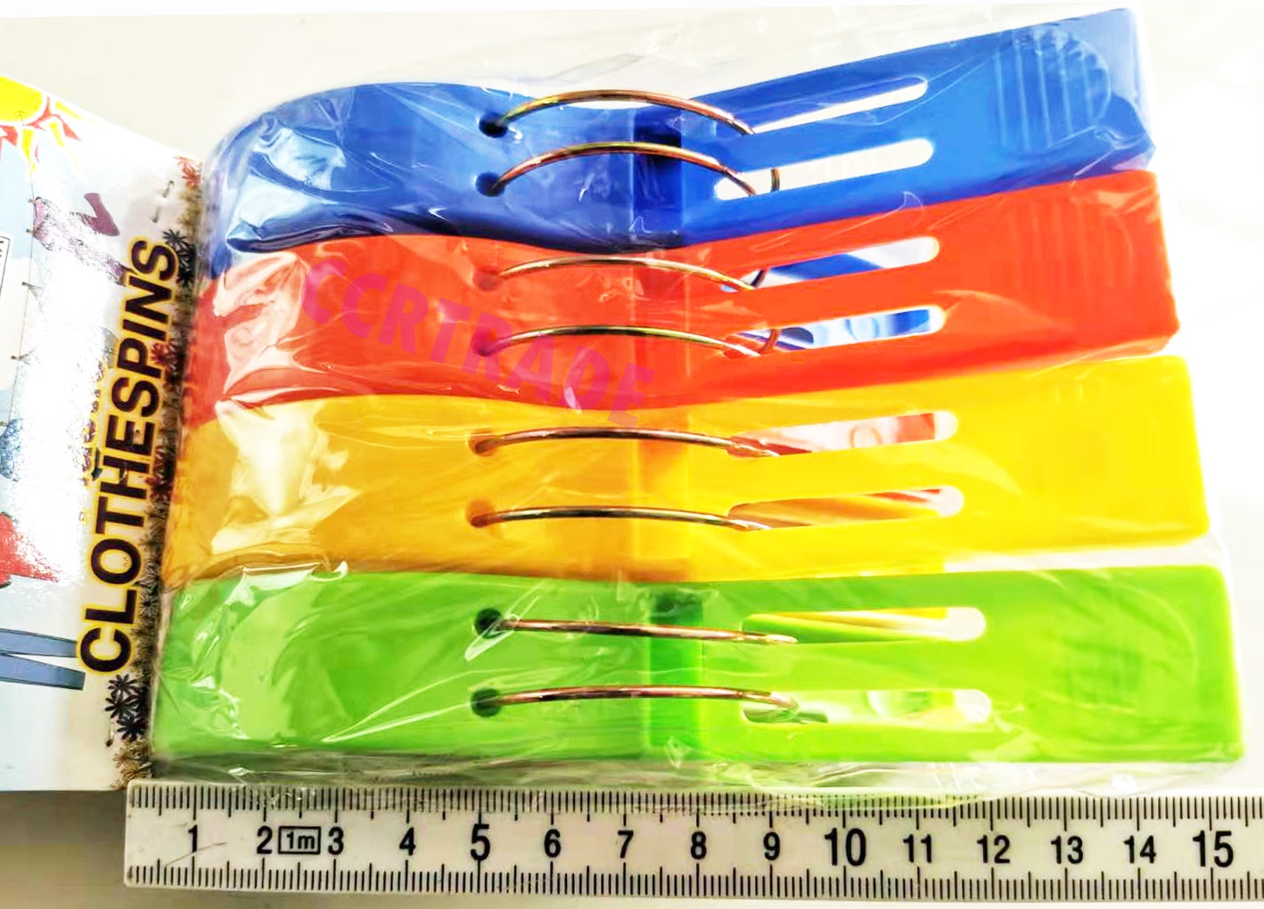 หนีบผ้าจัมโบ้สีสด 4 ชิ้น 16 ซม.