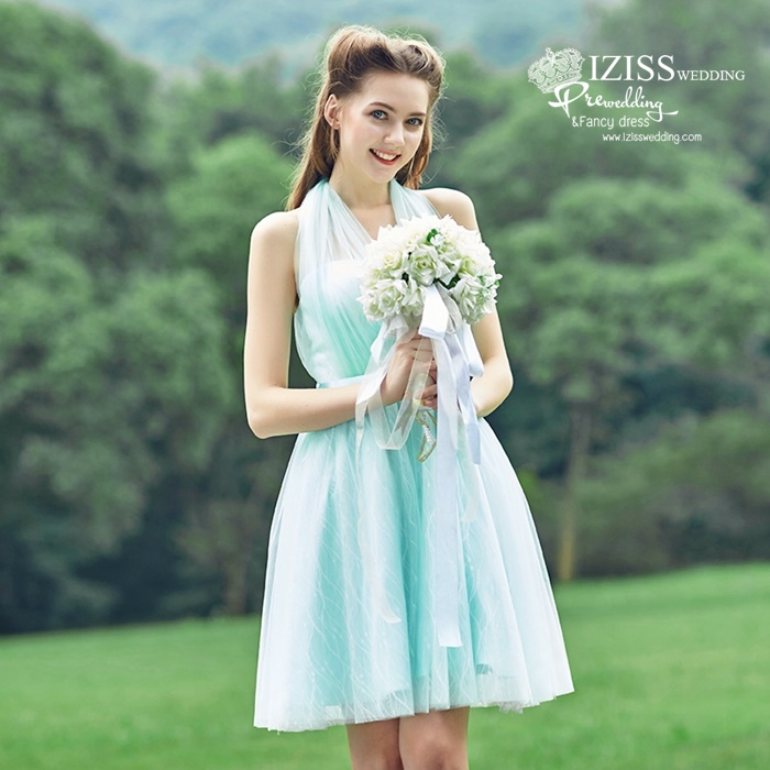 ฺBM0121 - พรีออเดอร์ ชุดเพื่อนเจ้าสาวราตรีสั้นธีมสีเขียวมินท์/สีเทา น่ารักมากๆค่ะ