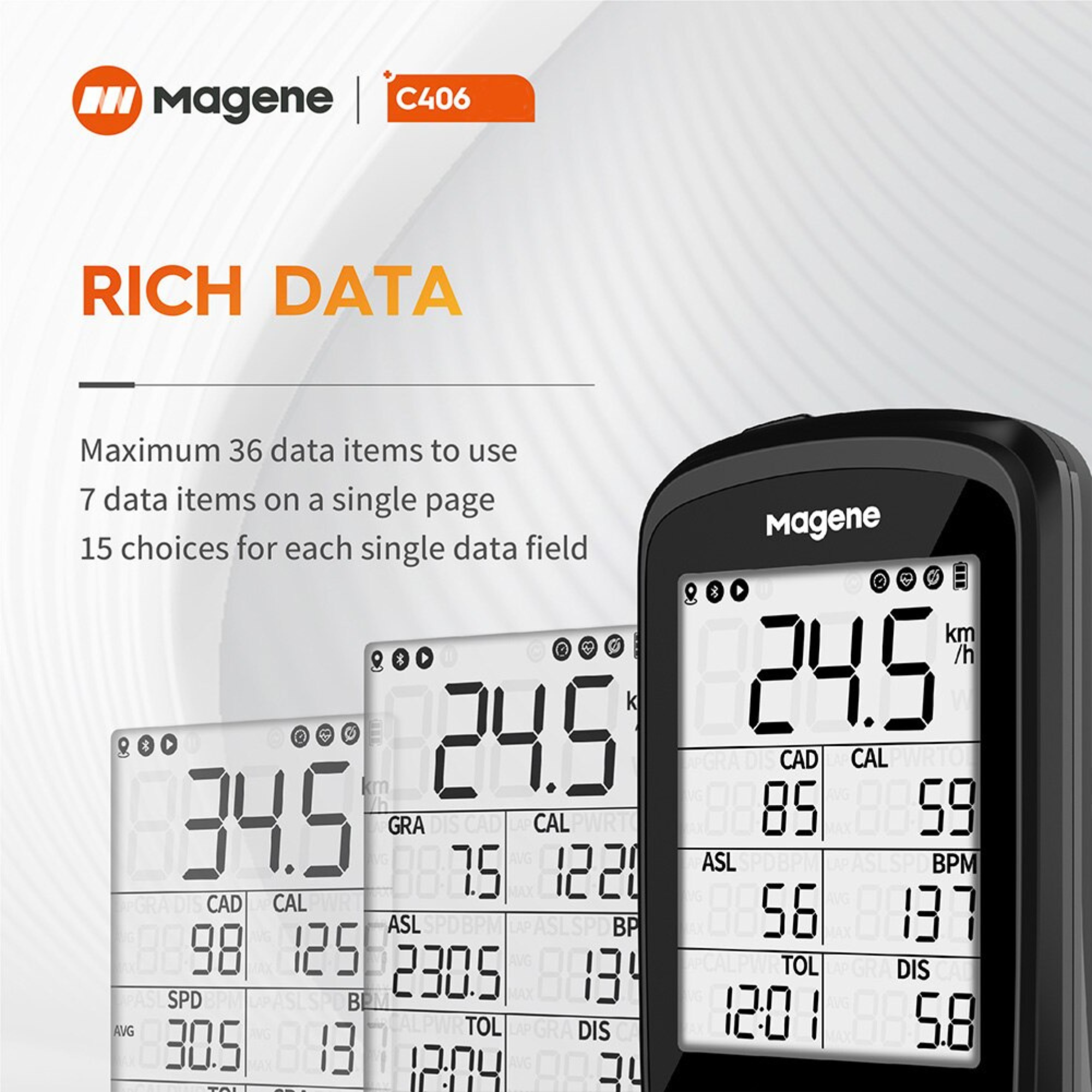 ไมล์จักรยานแบบ GPS Magene C406 GPS Waterproof จอ 2.5 LCD Display Waterproof Support Bluetooth Ant