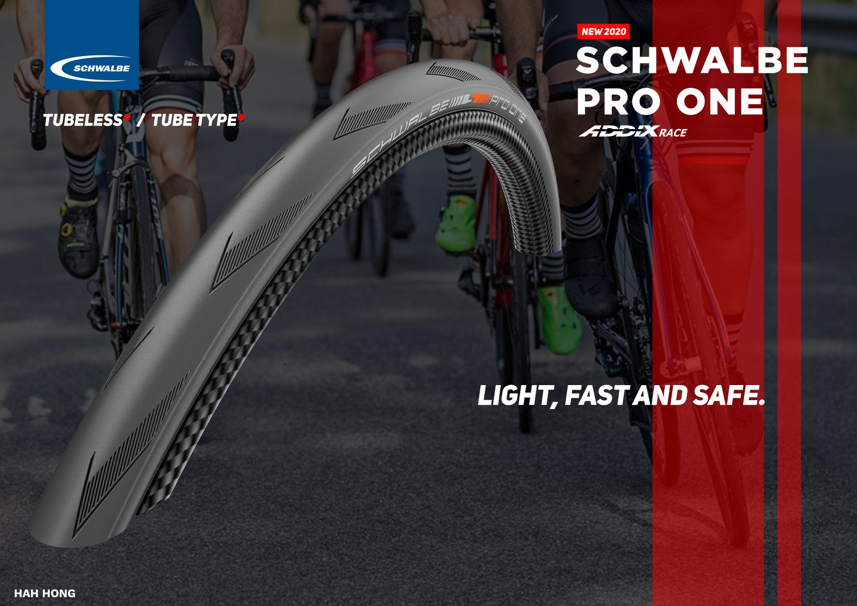 ยางนอกจักรยานเสือหมอบ Schwalbe Pro One Tubeless สีดำ สีคลาสสิค 700X25 700X28