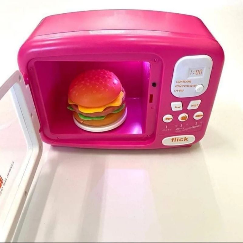 ไมโครเวฟเด็ก หมุนได้ เสมือนจริง‼️มีเสียงมีไฟ‼️แถมแฮมเบอร์เกอร์🎁ส่งไวมากคะ