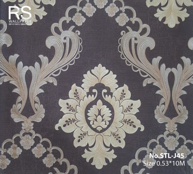 วอลเปเปอร์ลายหลุยส์สีทอง พื้นสีน้ำตาล No.STL-J45