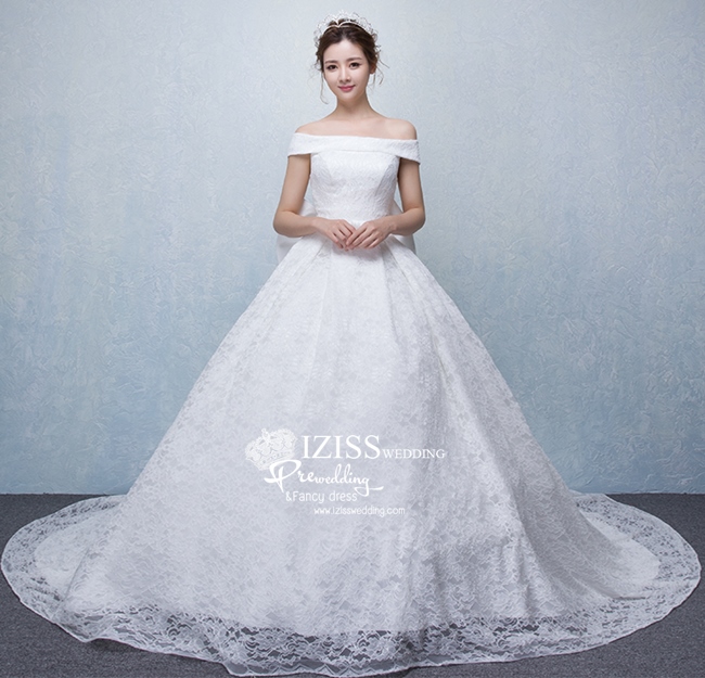 BR127 **พรีออเดอร์**ชุดแต่งงาน&ชุดเจ้าสาวแบบยาวสีขาวเกรดพรีเมี่ยม เปิดไหล่ มีแขน หรูหราน่ารัก สวยโดดเด่นไม่ซ้ำใคร