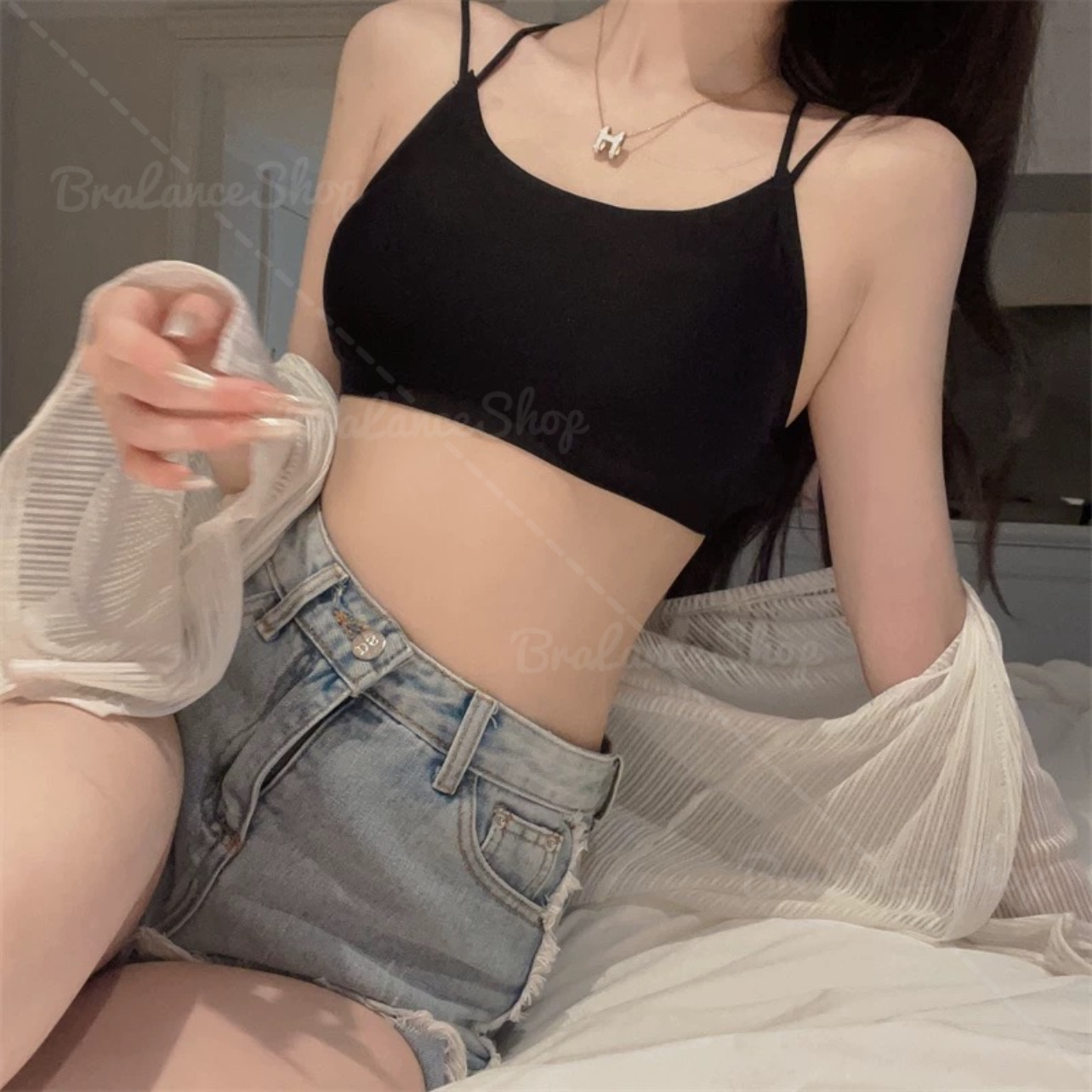 BLS✿105 เสื้อสายเดี่ยวแฟชั่น หลังไขว้