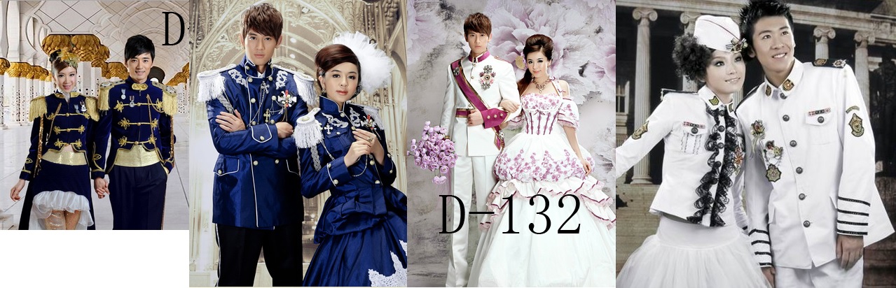 PW058 - **พร้อมส่งทั้งเซ็ท** ชุดคู่ถ่ายพรีเวดดิ้ง (prewedding dress) & ชุดแต่งงานแฟนซี (Fancy wedding dress)ชายหญิง "ธีมเจ้าหญิง-เจ้าชาย"