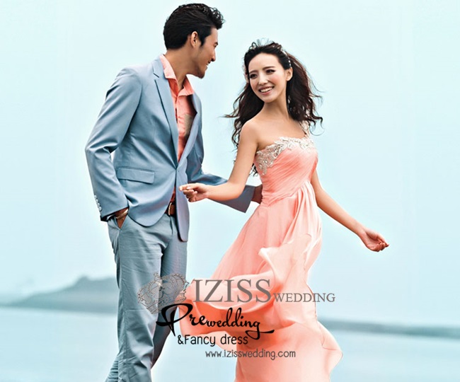 PW153 - Pre order ชุดคู่ถ่ายพรีเวดดิ้ง (prewedding dress) & ชุดแต่งงานแฟนซี (Fancy wedding dress)ชายหญิง "ธีมสีส้มโอโรส-เทา"