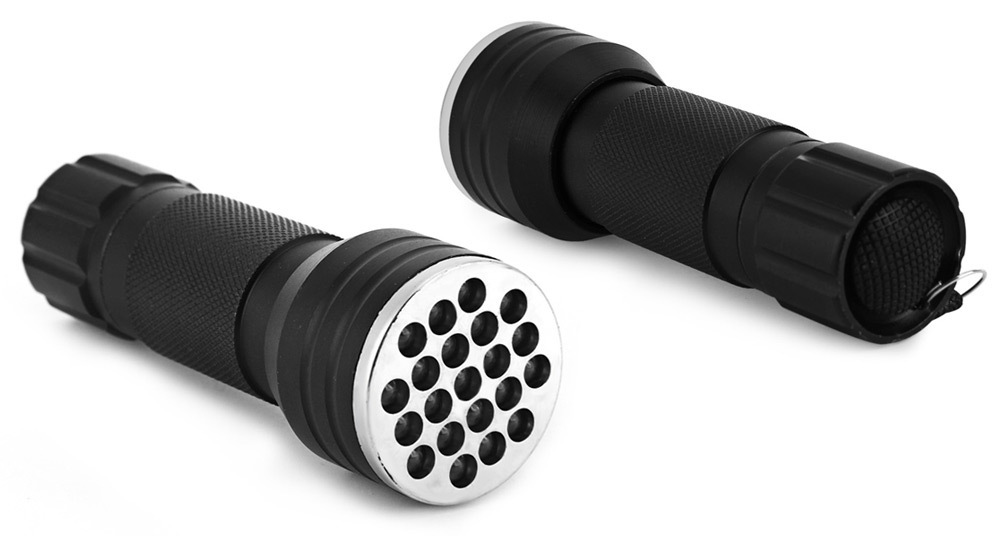 ไฟฉายแสงยูวี UV เครื่องมือตรวจสอบธนบัตร 21LED ไฟฉายแบล๊คไลท์ ไฟฉายแสงสีม่วง ไฟฉายตรวจธนบัตรปลอม