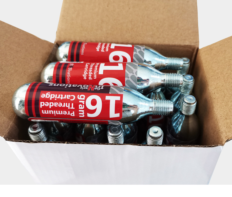 หลอด CO2 ขนาด 16 กรัม เติมลมรถจักรยาน มอเตอร์ไซต์ CO2 carbon dioxide 16g