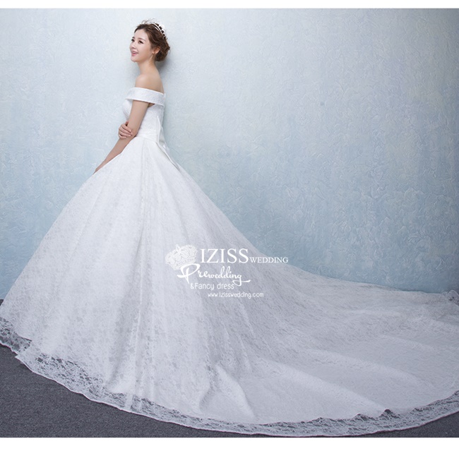 BR127 **พรีออเดอร์**ชุดแต่งงาน&ชุดเจ้าสาวแบบยาวสีขาวเกรดพรีเมี่ยม เปิดไหล่ มีแขน หรูหราน่ารัก สวยโดดเด่นไม่ซ้ำใคร