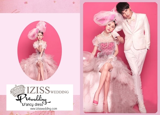 PW050 - **พรีออเดอร์** ชุดคู่ถ่ายพรีเวดดิ้ง (prewedding dress) & ชุดแต่งงานแฟนซี (Fancy wedding dress)ชายหญิง สไตล์ colorful "ธีมสีชมพู-ขาว"