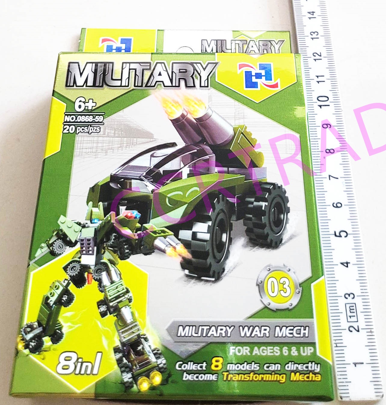 เลโก้รถทหารกล่องเงา 8 แบบ 9.5x14 ซม.(งานห้าง)