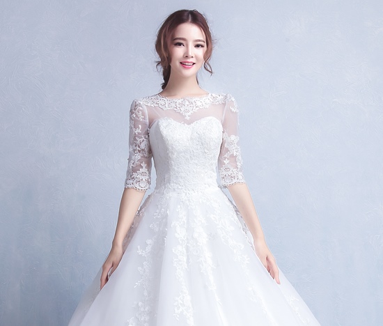 BR195 **พรีออเดอร์**ชุดแต่งงาน&ชุดเจ้าสาวแบบยาวสีขาวเกรดพรีเมี่ยม หรูหราน่ารัก สวยโดดเด่นไม่ซ้ำใคร
