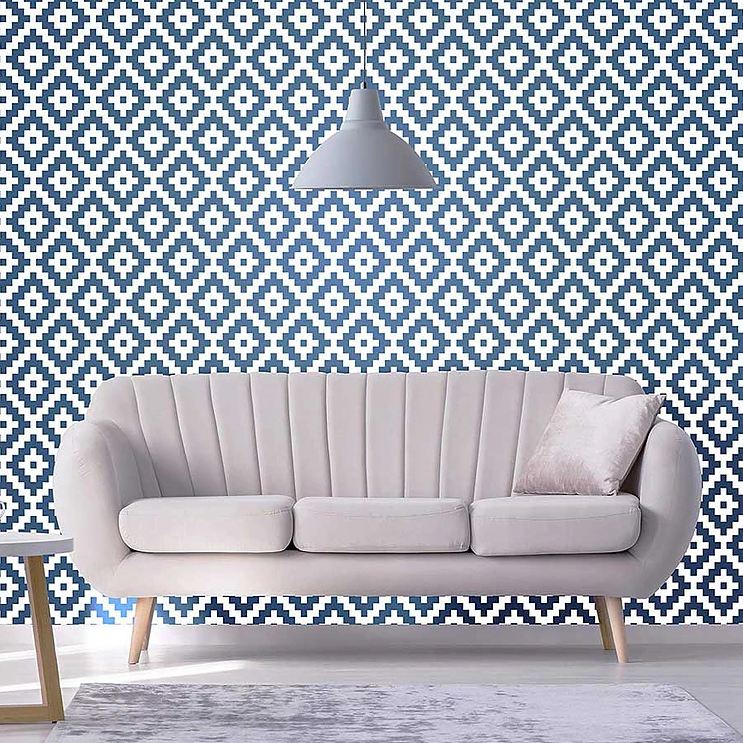 วอลเปเปอร์ลายเรขา สีน้ำเงินกลิเตอร์(Moroccan Style) RTS-F01