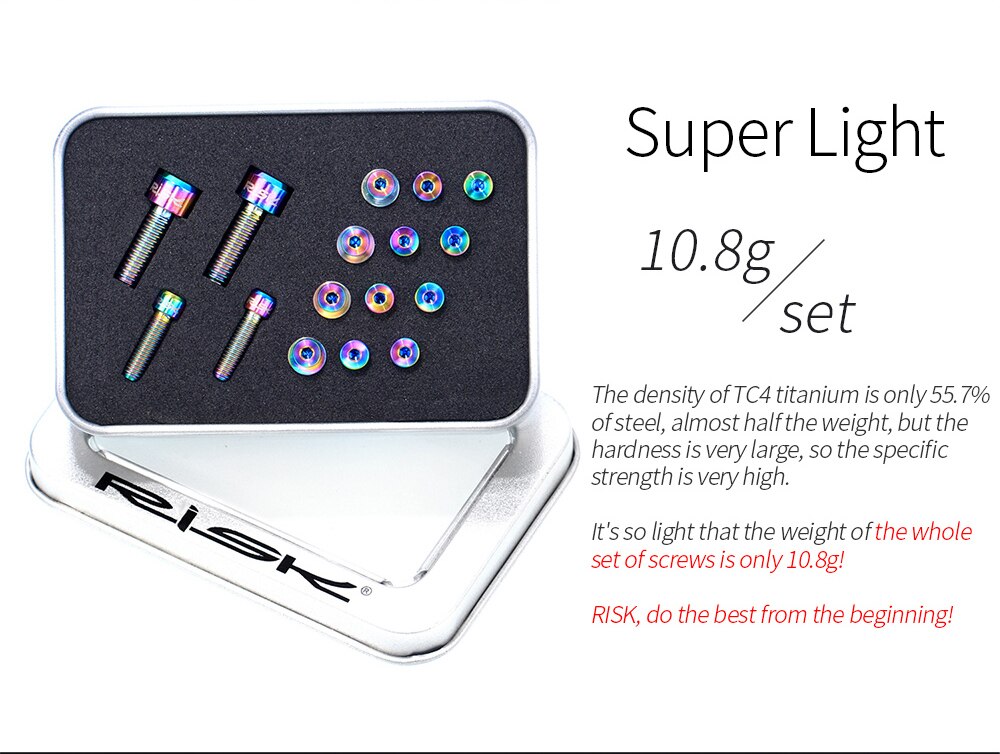 ชุดน็อตไทเทเนี่ยมแต่งจักรยาน RISK ใส่เบรค TITANIUM for Shimano XT775 (กล่องมีตำหนิ)