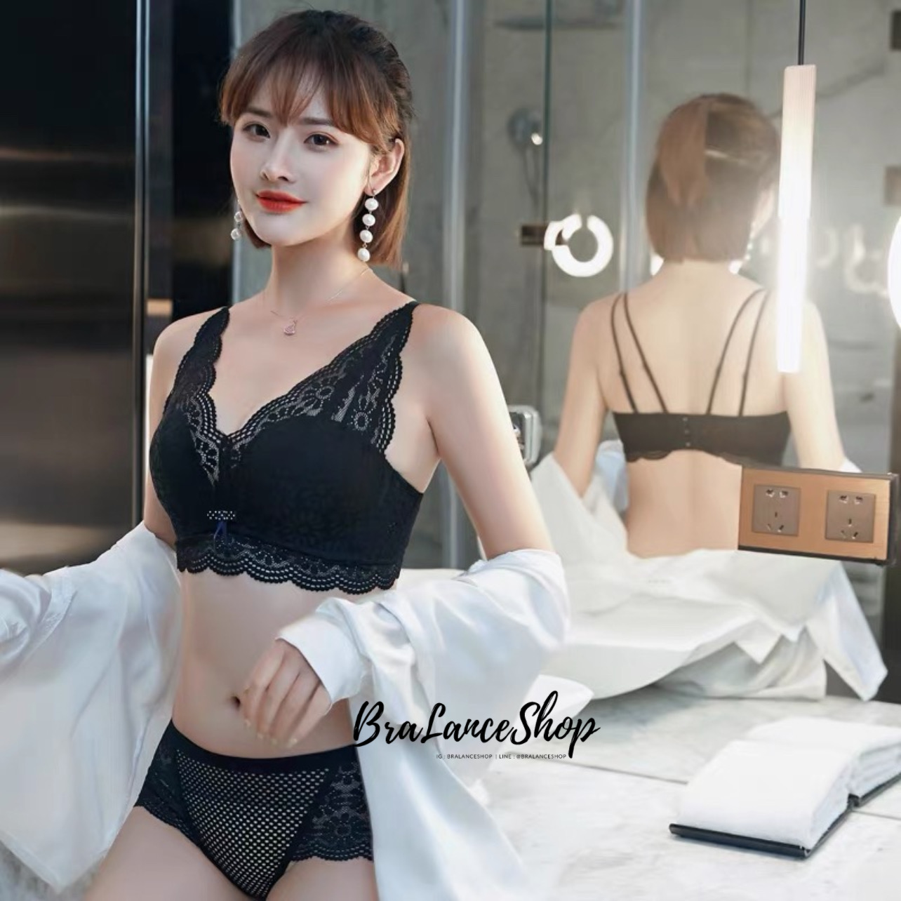 BLS✿1601 Setบรา+กกน. ชุดชั้นในลูกไม้ แต่งสายหลังได้หลายแบบ