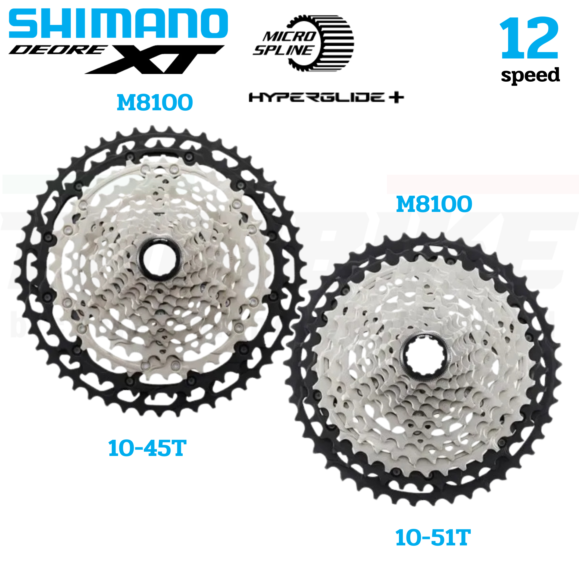 เฟืองจักรยานเสือภูเขา SHIMANO DEORE XT CS-M8100-12SPD MTB 10-45T, 10-51T Cassette Sprocket