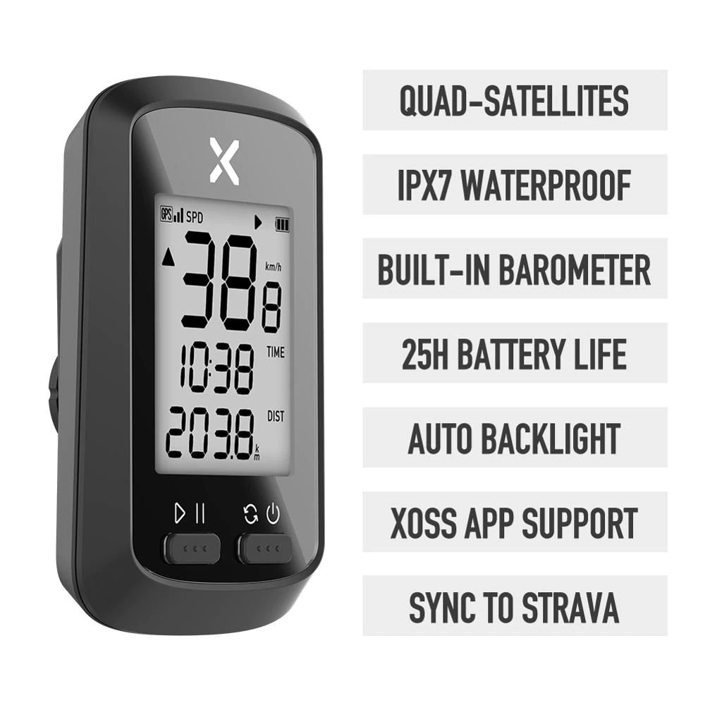 ไมล์วัดความเร็วจักรยานแบบ GPS ยี่ห้อ XOSS G+ ชาร์จ USB มีไฟกลางคืน
