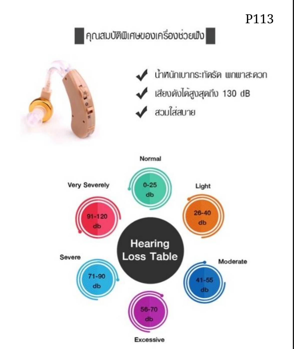 FIRSTPHYSIO/เครื่องช่วยฟัง แบบคล้องหลังหู AXON xl-168 (ถ่าน)