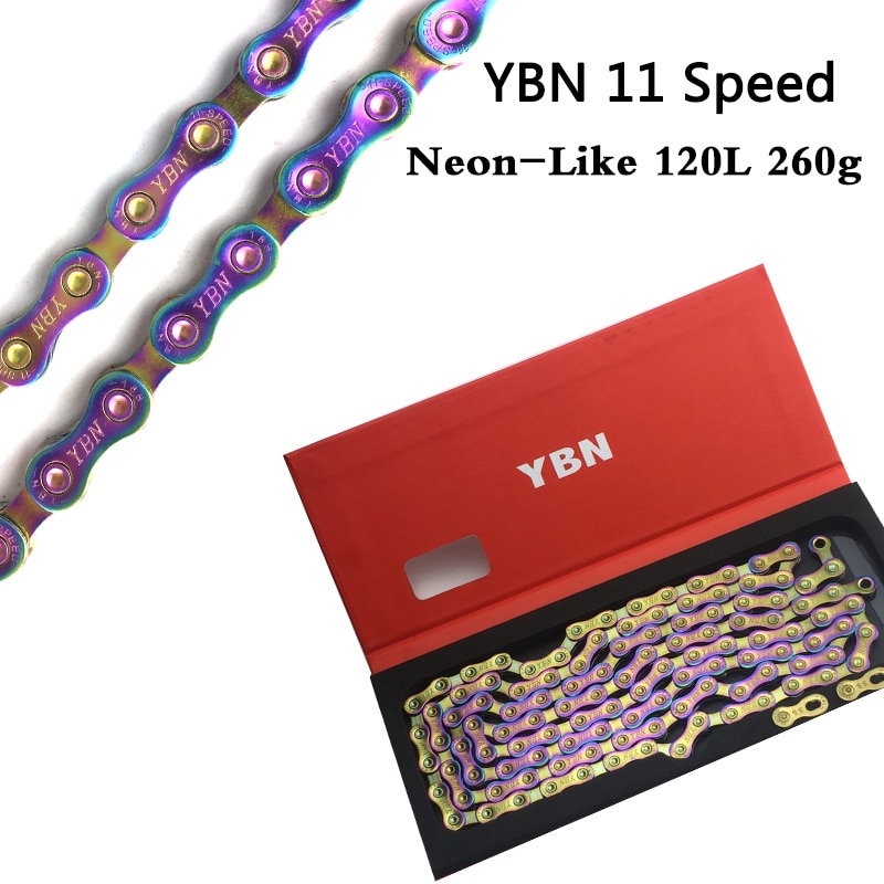 โซ่จักรยาน YBN / 11 sp. สีรุ้ง / 120L Ti-N Gold SLA 11 for SHIMANO CAMPAGNOLO AND SRAM