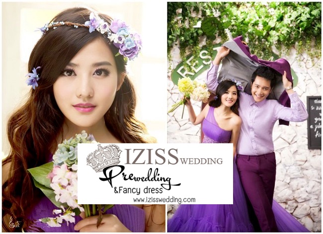 PW081 **พร้อมส่งทั้งเซ็ทค่ะ** ชุดคู่ถ่ายพรีเวดดิ้ง (prewedding dress) & ชุดแต่งงานแฟนซี (Fancy wedding dress)ชายหญิง "ธีมสีม่วง"