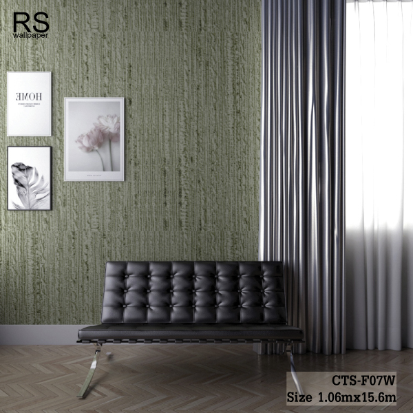 วอลเปเปอร์ สีเขียวขี้ม้า เทกเจอร์ลายเส้น CTS-F07W