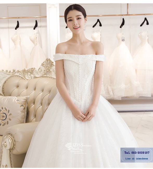 BR200 **พรีออเดอร์**ชุดแต่งงาน&ชุดเจ้าสาวแบบยาวสีขาวเกรดพรีเมี่ยม หรูหราน่ารัก สวยโดดเด่นไม่ซ้ำใคร