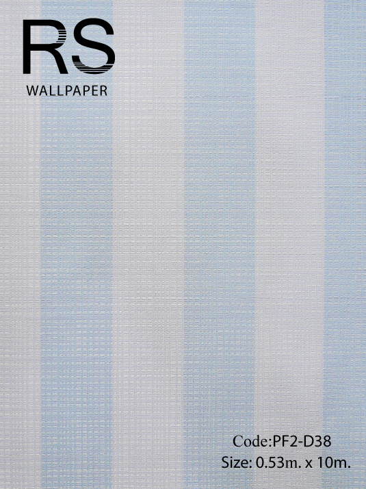 วอลเปเปอร์ลายทางเล็กขนาดช่องเว้น 3.3 ซม. สีลายทางฟ้าสลับขาวขุ่น PF2-D38