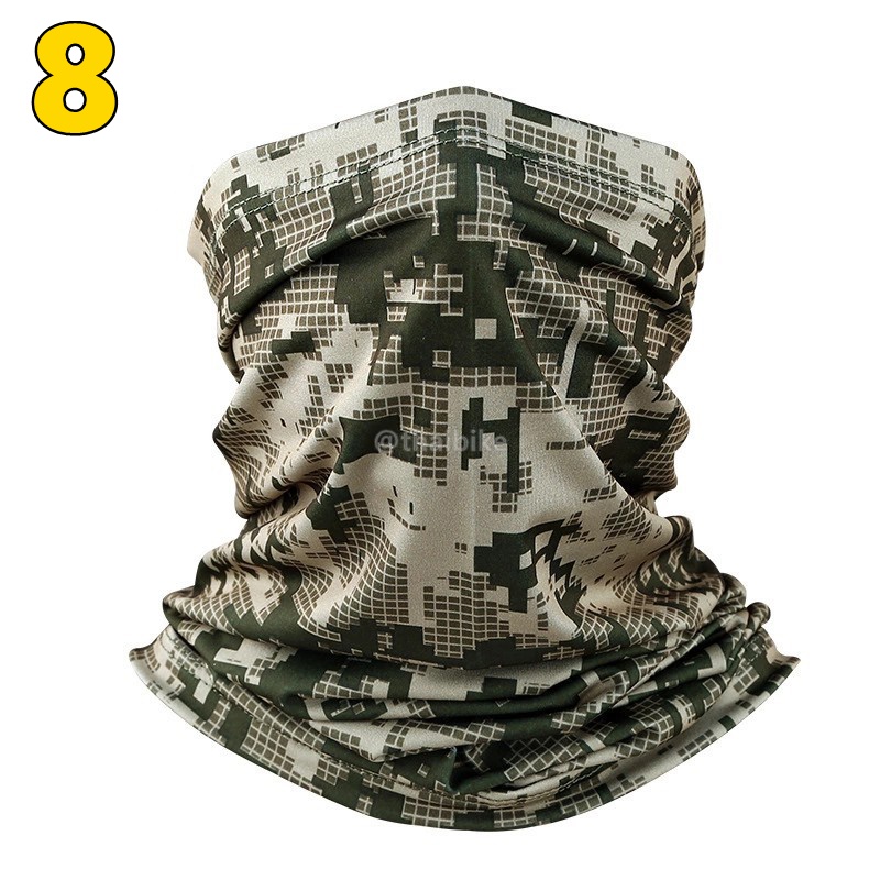 ปั่นจักรยาน ตกปลารุ่นเย็บขอบ ผ้าคลุมหัวทั้งใบ ผ้าบัฟแบบลาย กันแดด กันฝุ่น เช็ดเหงื่อ ผ้ากันเหงื่อ ลายสวย ลายพราง