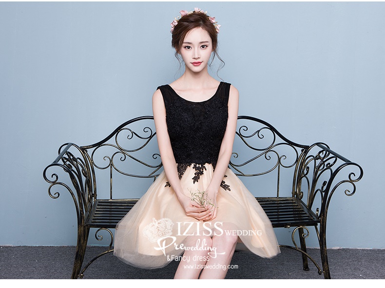 DS001 - **Pre order** ชุดราตรีหรู เดรสสั้นออกงาน (short dresses) ชุดไปงานแต่งงานสวยๆ "ธีมสีครีมดำ"