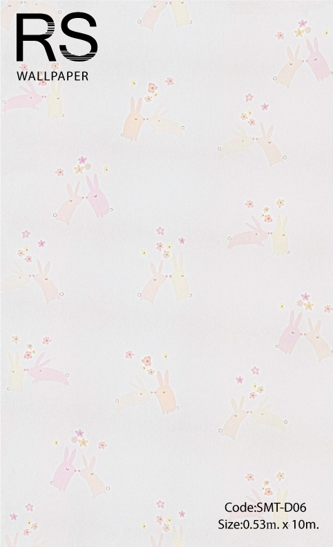 วอลเปเปอร์ลายการ์ตูนน่ารักๆสีชมพูส้ม SMT-D06
