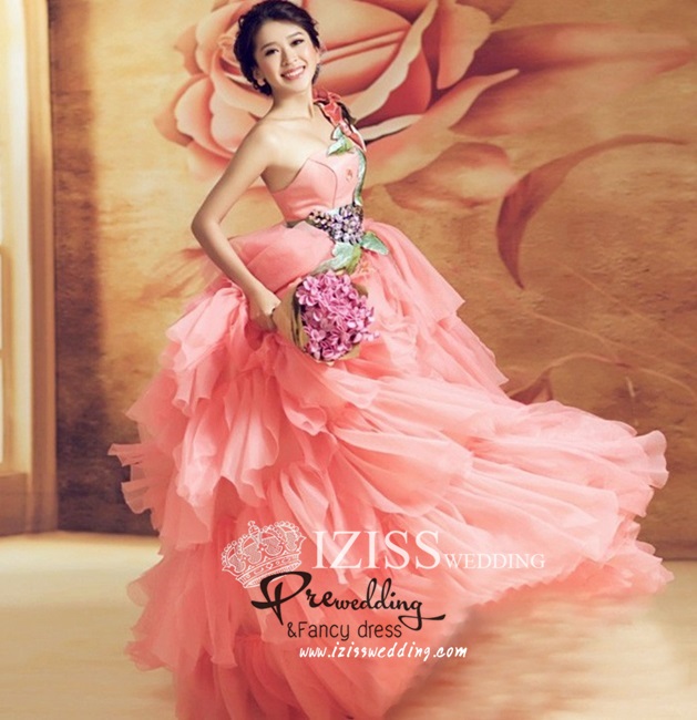 PW052 - **เลิกผลิตค่ะ** ชุดคู่ถ่ายพรีเวดดิ้ง (prewedding dress) & ชุดแต่งงานแฟนซี (Fancy wedding dress)ชายหญิง "ธีมสีส้มอมชมพู-เทา"