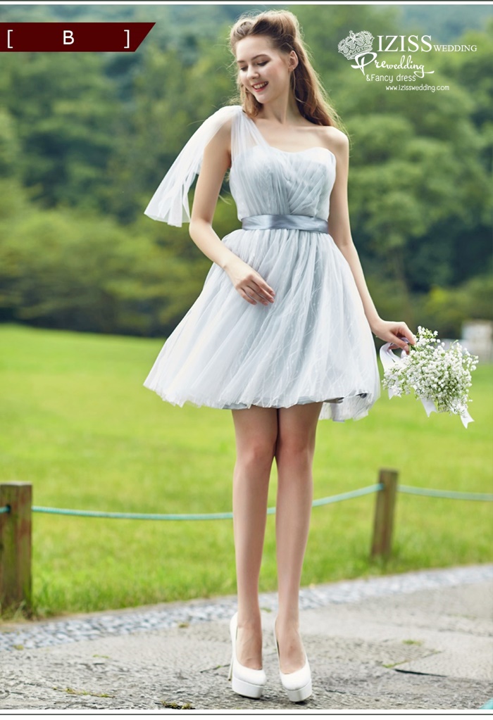 ฺBM0121 - พรีออเดอร์ ชุดเพื่อนเจ้าสาวราตรีสั้นธีมสีเขียวมินท์/สีเทา น่ารักมากๆค่ะ