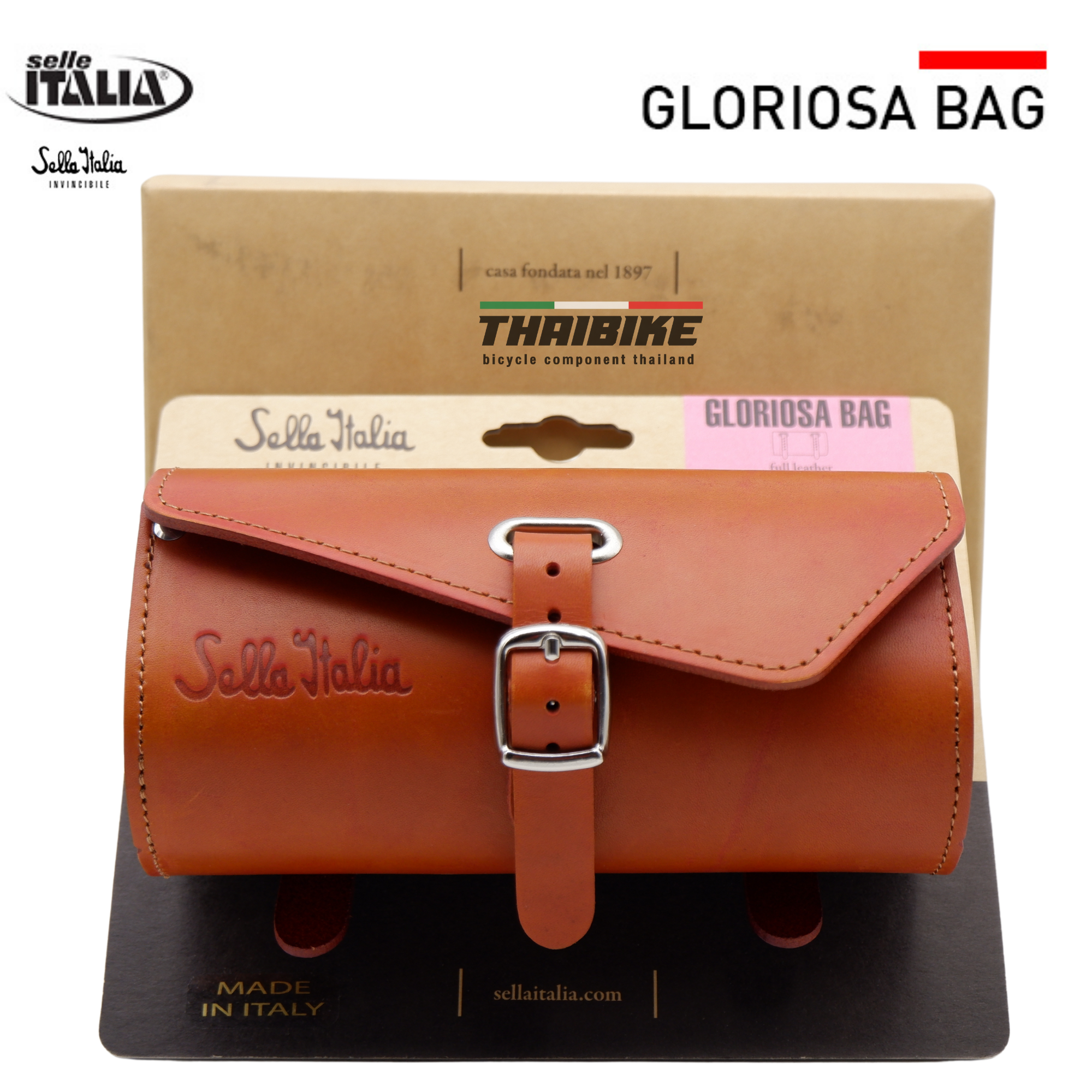 กระเป๋าติดใต้อานจักรยาน SELLE ITALIA GLORIOSA BAG, ทำจากหนังแท้
