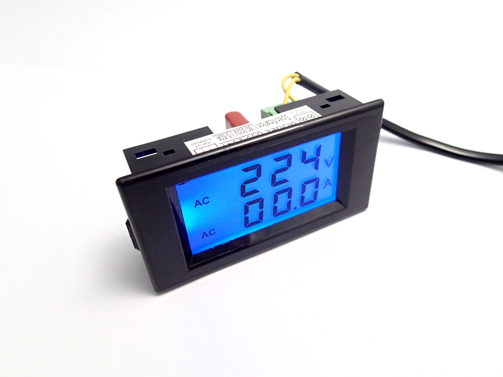 AC 2-in-1 Voltmeter/Ammeter 100-300V 0-50A LCD with Backlight Display [ฺBlackCover]