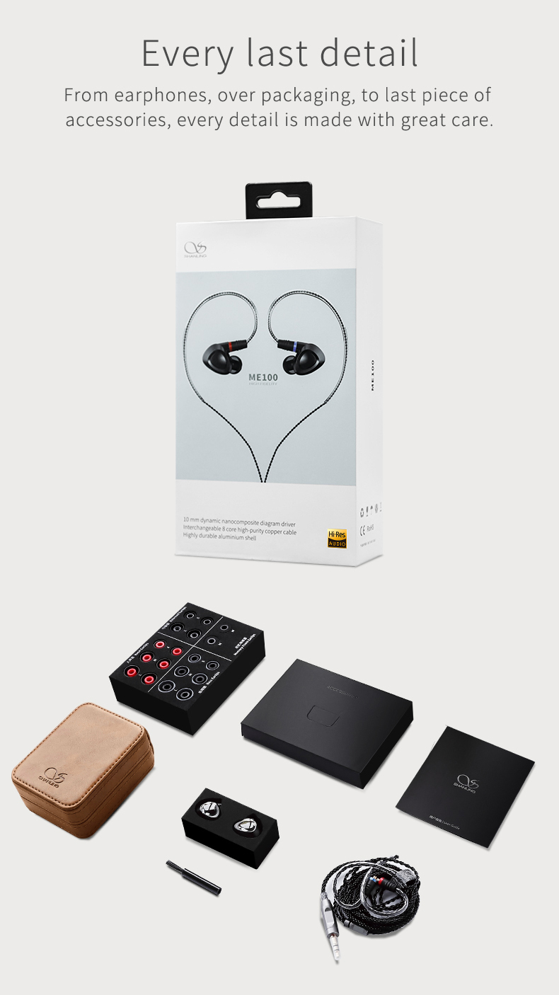 ขาย SHANLING ME100 หูฟัง Dynamic ถอดสายได้ รองรับ Hi-Res บอดี้อลูมีเนียม พร้อมสายถัก OFC 8แกน