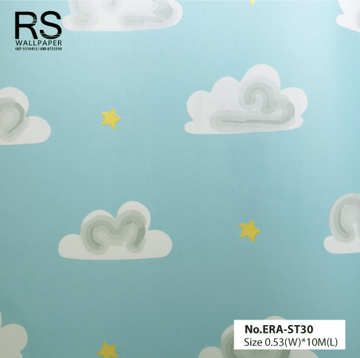 วอลเปเปอร์ ลายท้องฟ้าสีฟ้า ดาวสีเหลือง No.ERA-ST30
