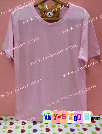 เสื้อยืดคอกลมแขนสั้นสีชมพูอ่อน เสื้อยืดเปล่า เสื้อคอกลม