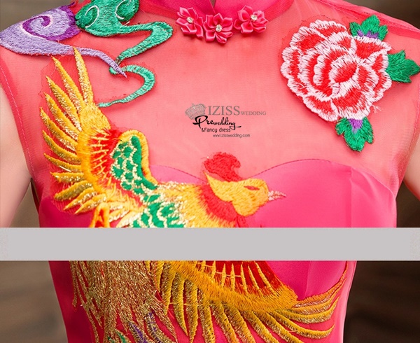 PW612- **พรีออเดอร์**ชุดกี่เพ้ายาว ชุดยกน้ำชา ชุดถ่ายพรีเวดดิ้ง (prewedding dress) & ชุดแต่งงานแฟนซี (Fancy wedding dress) "ธีมสีชมพู"