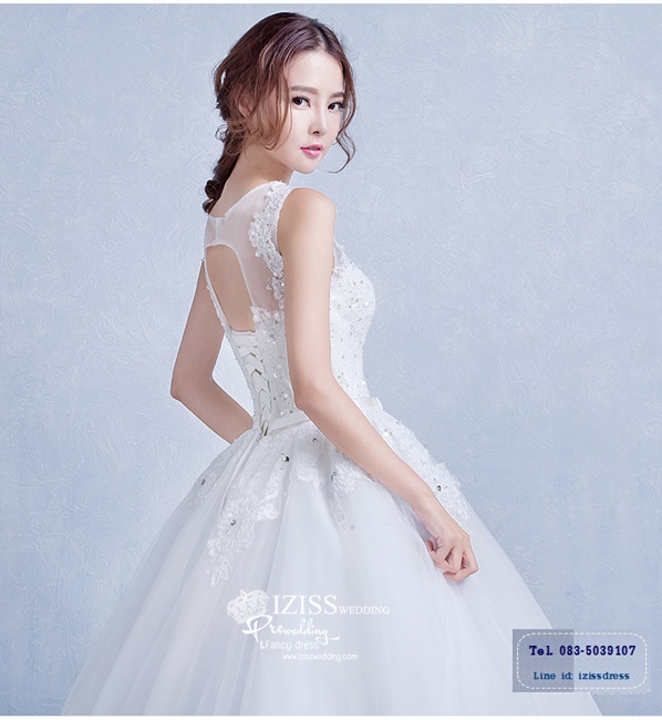 BR194 **พร้อมส่ง**ชุดแต่งงาน&ชุดเจ้าสาวแบบยาวสีขาวเกรดพรีเมี่ยม เปิดไหล่ มีแขน หรูหราน่ารัก สวยโดดเด่นไม่ซ้ำใคร