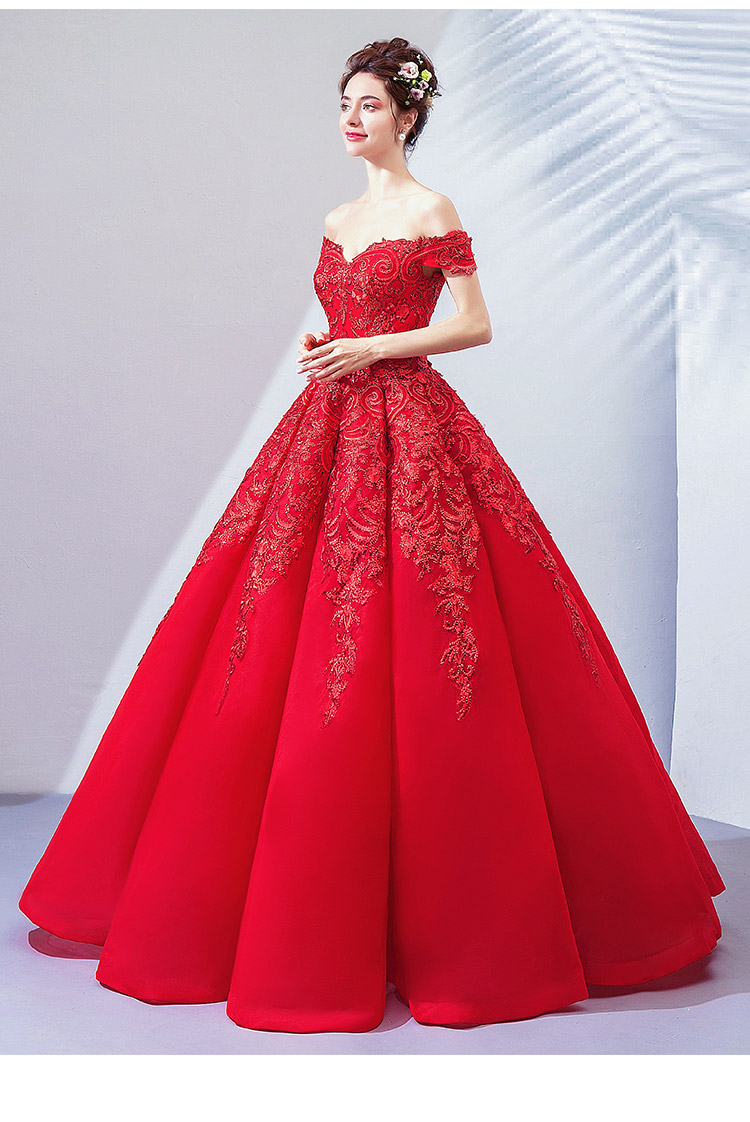 DL090 **พรีออเดอร์** ชุดออกงานสีแดง ชุดราตรี เดรสยาวออกงาน (Night party dresses) ชุดไปงานแต่งงานสวยๆ "ธีมสีแดง"