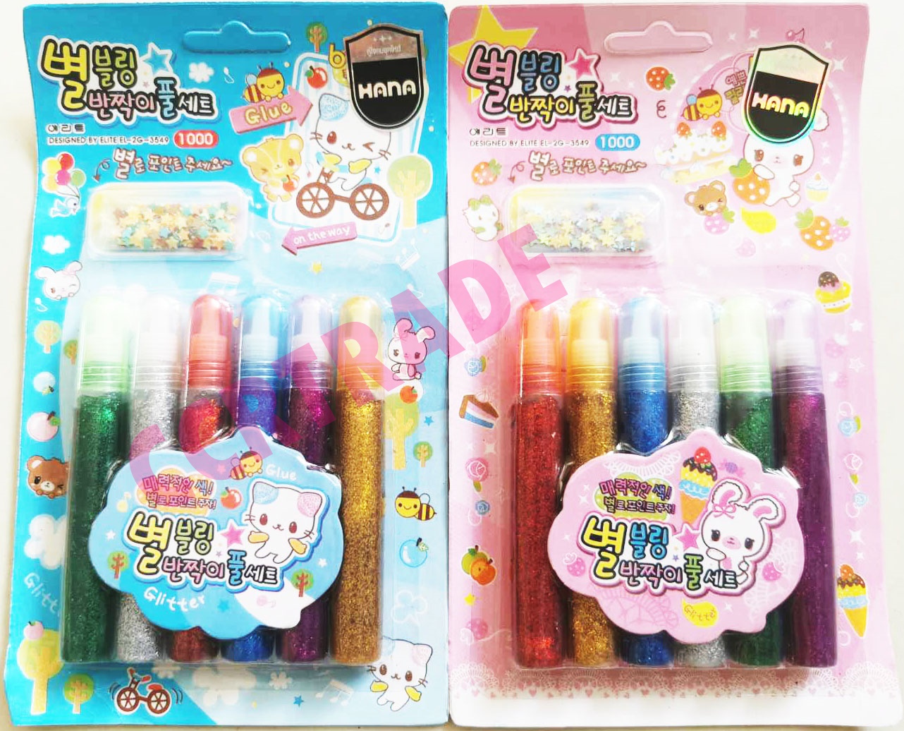 ชุดกาวกากเพชร 6 สี+ดาวกล่องเกาหลี 20 ซม.