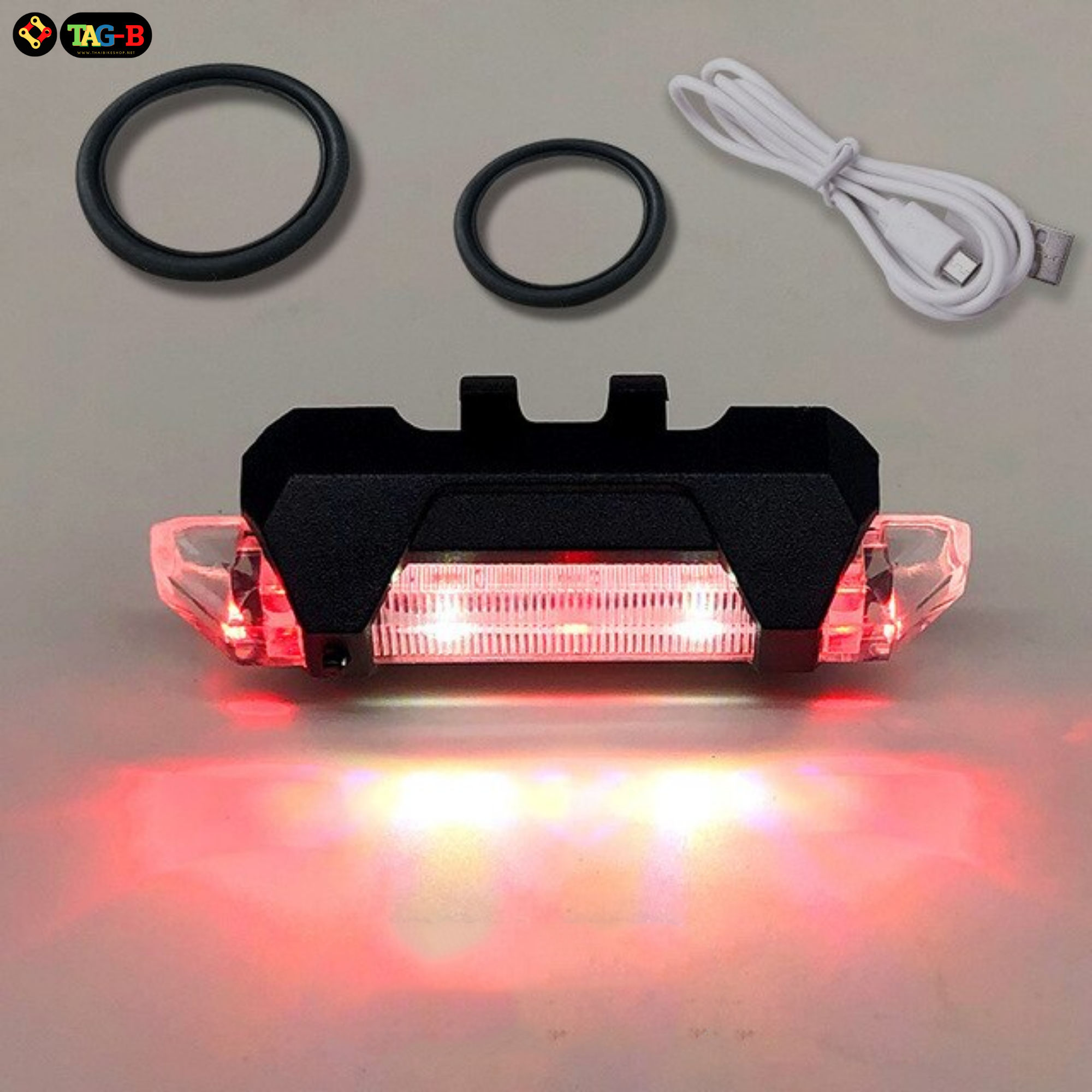 ไฟท้ายจักรยาน ชาร์จ USB LIGHT THAIBIKE SJ-20051 แบบชาร์จไฟ